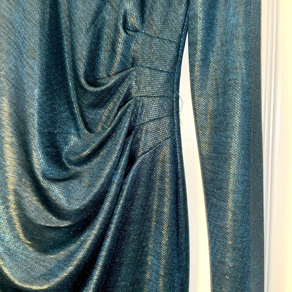 Green Bodycon Cowl Neck Long Sleeve Dress - Picture 2 of 5